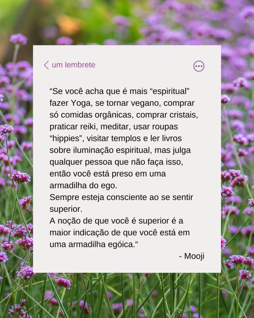 inspiração sobre espiritualidade com frase de Mooji